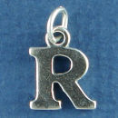 Large Alphabet Letter Initial R Sterling Silver Charm Pendant