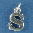 Large Alphabet Letter Initial S Sterling Silver Charm Pendant