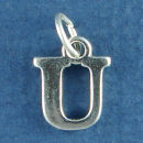 Large Alphabet Letter Initial U Sterling Silver Charm Pendant