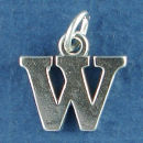 Large Alphabet Letter Initial W Sterling Silver Charm Pendant