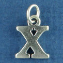 Large Alphabet Letter Initial X Sterling Silver Charm Pendant