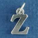 Large Alphabet Letter Initial Z Sterling Silver Charm Pendant