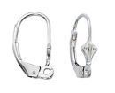 Sterling Silver Euro Leverback Earwire 16mm with Fleur de Lis Shield Sold Per Pair