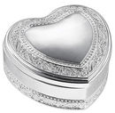 Heart Box Medium Silver Tone with Ornate Accent Design Black Velvet Lining Engrave a Corporate Logo