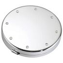 Silver Compact Mirror Round with Crystal Accents