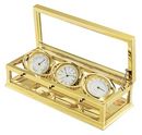 Brass with Gold Finish Weather Station - Clock, Thermometer, Hygrometer