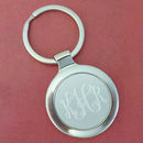 Round Engraved Keychains Silver Tone
