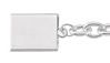 Engravable Rectangle with 8 Inch Open Link Chain Bracelet Silver Tone Metal