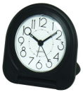 Travel Alarm Clock in Black Plastic with Large Face and Numbers
