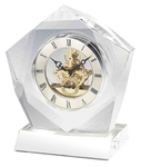 Crystal Pentagon Shaped Trophy Mantel Clock