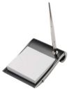 Contemporary Design Memo Pad Holder with Pen Stand in Black and Chrome