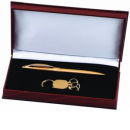 Pen and Key Chain Gith Set Gold Tone