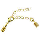 Fold Over Clasp Ends with Lobster Clasp and Extension Chain in Gold