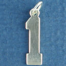 Number 1 Sports Jersey Sterling Silver Charm Pendant
