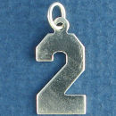 Number 2 Sports  Jersey Sterling Silver Charm Pendant
