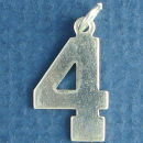 Number 4 Sports  Jersey Sterling Silver Charm Pendant