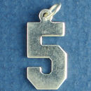 Number 5 Sports  Jersey Sterling Silver Charm Pendant