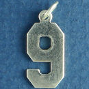 Number 9 Sports  Jersey Sterling Silver Charm Pendant