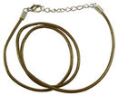 Brown Leather Cord Necklace 17 Inch Length with Silver Tone Link Extender Chain