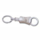 Two Part Valet Key Chain in Two Tone Silver, Laser Engraved 25 piece minimum order