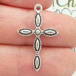 Silver Cross Charm in Pewter