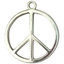 Silver Peace Sign Charm in Pewter