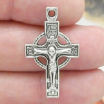 Orthodox Crucifix Charms Bulk in Antique Silver Pewter