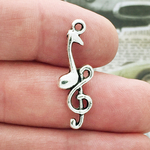 Music Note Charm in Antique Silver Pewter