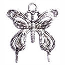 Filigree Butterfly Charm Pendant Antique Silver Pewter Medium