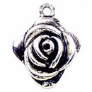 Rose Charm Antique Silver Pewter Large Flower Charm