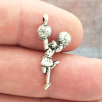 Cheerleader Charm Bulk Silver Pewter