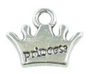 Princess Charm or Crown Charm Small in Antique Silver Pewter