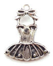 Tutu Ballet Charm in Antique Silver Pewter Dance Charm
