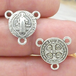 Silver St Benedict Rosary Center Wholesale Pewter Small