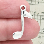 Music Note Charm in Antique Silver Pewter