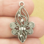 Filigree Fleur De Lis Charm in Antique Silver Pewter