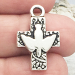 Holy Spirit Dove Cross Charms Wholesale in Silver Pewter