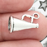 Cheer Megaphone Charms Wholesale in Silver Pewter