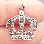 Crown Charm Small in Antique Silver Pewter