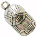 Cap Charm Pendant Antique Silver Pewter Baseball Charm