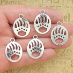 Unleash Your Wild Side: The Enchanting Bear Paw Charm in Antique Silver Pewter

