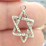 Star of David Charm in Antique Silver Pewter Jewish Charm