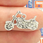 Motorcycle Charm in Antique Silver Pewter