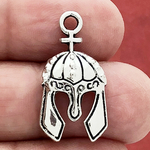 Spartan Helmet Charms Wholesale in Antique Silver Pewter