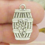 Wine Barrel Charms Wholesale in Antique Silver Pewter