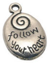 Follow Your Heart Charm in Antique Silver Pewter Affirmation Charm