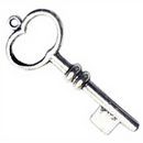 Key Charm in Antique Silver Pewter with Open Design