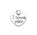 I Love You Heart Charm Silver Pewter