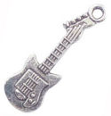 Music Charm in Antique Silver Pewter Electric Guitar Charm