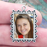Rectangle Photo Charm in Antique Silver Pewter